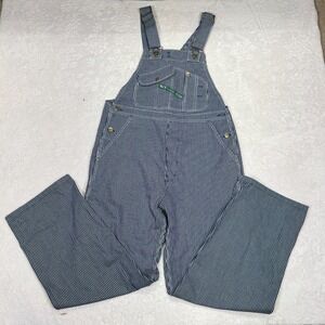 Key Bib Overalls Mens 32x30 Blue White Hickory Stripe Workwear Adjustable Straps